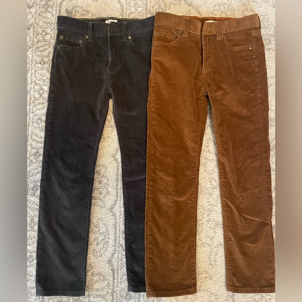 EUC J Crew Crewcuts boys corduroy pants size 8 - dark gray and brown